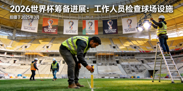 2026年世界杯筹备工作进展新闻图片 - 工作人员检查球场设施
